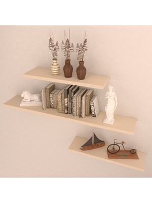 Rafkestir 3'lü Gizli Bağlantılı Raf Set  80 x 40 x 40  Krem