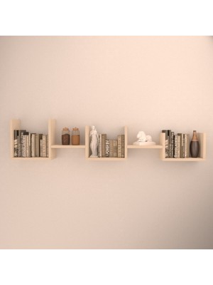 Rafkestir Siri Gizli Bağlantılı Duvar Rafı  Krem