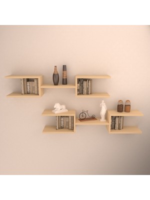 Rafkestir 2'li Çift Mızrak Duvar Raf Seti Akçaağaç