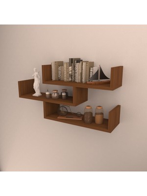 Rafkestir Rolex Duvar Rafı Hareli Ceviz