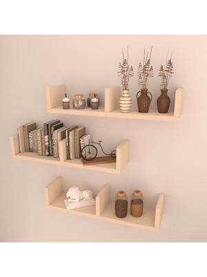 Rafkestir 3'lü Atalanta Duvar Raf Seti Krem