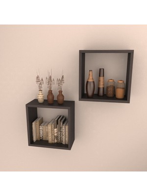 Rafkestir 2'li Kare Raf Set  Wenge