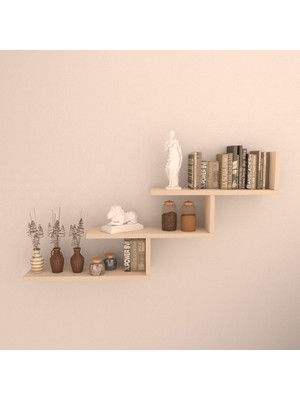 Rafkestir 3'lü Almira Duvar Rafı Krem