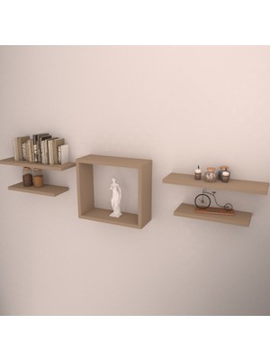 Rafkestir Volga Duvar Raf Seti Cappicino