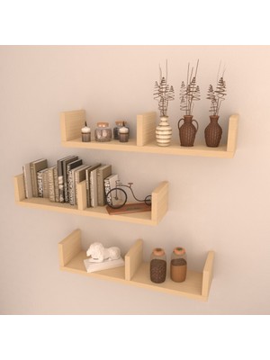 Rafkestir 3'lü Atalanta Duvar Raf Seti Akçaağaç