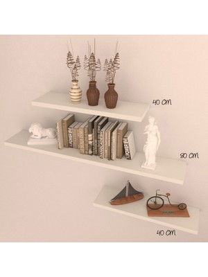 Rafkestir 3'lü Gizli Bağlantılı Raf Set  80 x 40 x 40  Beyaz
