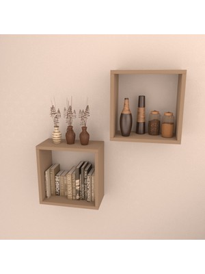 Rafkestir 2'li Kare Raf Set  Cappicino