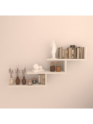 Rafkestir 3'lü Almira Duvar Rafı Beyaz