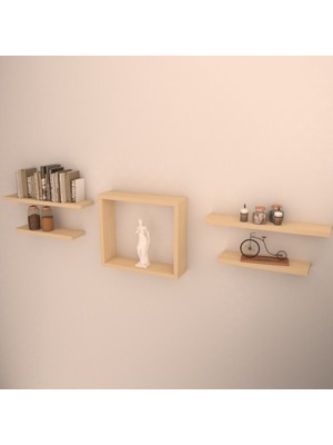 Rafkestir Volga Duvar Raf Seti Akçaağaç