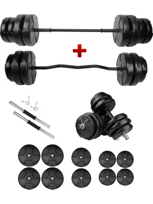 E-Life 68 kg Z Bar Dambıl Seti & Halter Seti Ağırlık Fitness Seti
