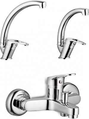 Milenay Venice Chrome Batarya Seti, Banyo - Lavabo - Eviye Bataryası, 40 Kartuş Set