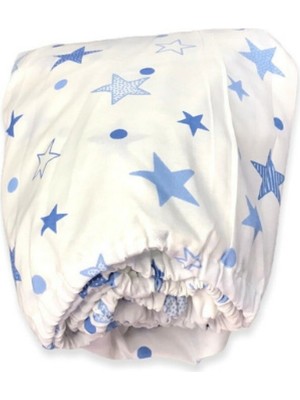 Bebek Özel Pamuklu Bebek ve Çocuk Lastikli Çarşaf Lacivert Yıldızlı 90 x 190 cm