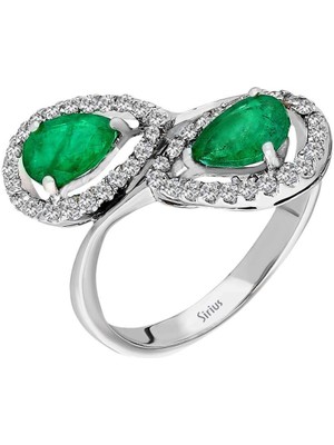 Sirius Pırlanta ve Damla Zümrüt Taşlı Yüzük