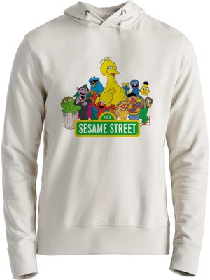 Muggkuppa Susam Sokağı Dijital Baskılı Ekru Sweatshirt