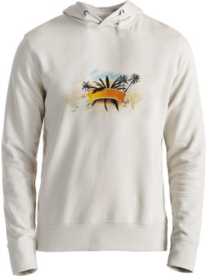 Muggkuppa Palmiye Dijital Baskılı Ekru Sweatshirt