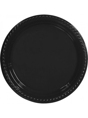 Samur Siyah Plastik Tabak 22 cm 25 Adet