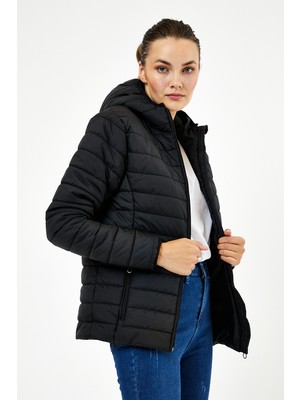 Tonny Black Kadın Kapitone Astarlı Su Geçirmez Şişme Mont TBG067