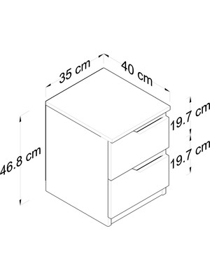 Rani BD103 2 Çekmeceli Komodin Beyaz Minyatür Sol