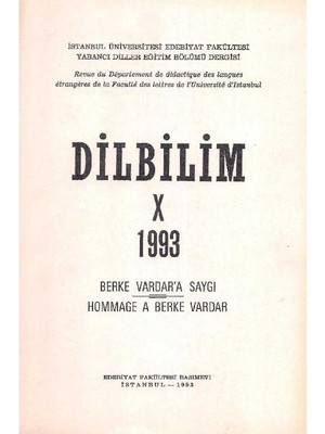 İstanbul Dilbilim x 1993 Berke Vardar'a Saygı