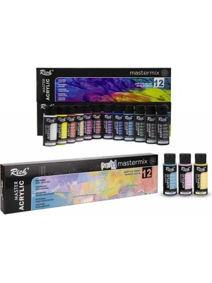 Rich Mastermix Akrilik Boya 12 Canlı 12 Pastel Renkli 24x60 Cc Yüksek Örtücülük Özelliği
