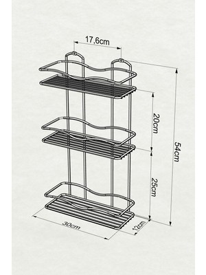 Teknotel Üç Katlı Banyo  Rafı Mat Siyah BK013