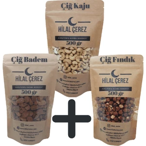 Hilal Çerez 3'lü Paket Çiğ Kuryemiş (Kaju,badem,fındık) 1500 gr