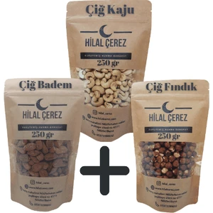 Hilal Çerez 3'lü Paket Çiğ Kuryemiş (Kaju,badem,fındık) 750 gr