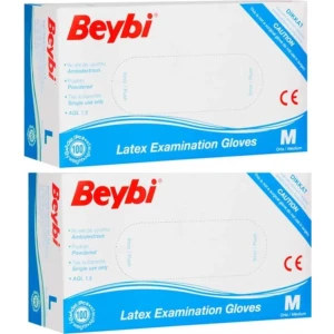 Muayene Eldiven Medium Pudralı Lateks 100LÜ Paket x 2 Paket