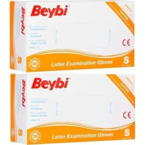 Muayene Eldiven Small Pudralı Lateks 100LÜ Paket 2 Paket