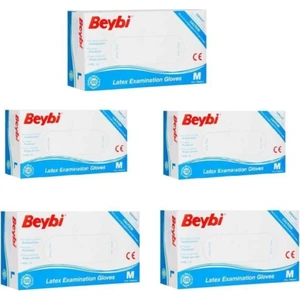Muayene Eldiven Medium Pudralı Lateks 100LÜ Paket x 5 Paket