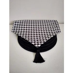 Ayşemce Siyah,beyaz Kaz Ayağı Desenli Runner & 4 Siyah Supla