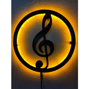 Sol Anahtarı Müzik LED Işıklı Ahşap Tablo
