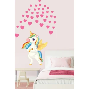 Echo Home Renkli Sevimli Unicorn Pembe Kalpler Çocuk Odası Anaokulu Duvar Sticker