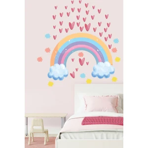 Echo Home Soft Renkli Puantiye Yıldız Kalpler ve Gökkuşağı Çocuk Odası Duvar Sticker