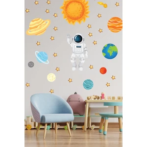 Echo Home Astronot Gezegenler ve Yıldızlar Çocuk Odası Duvar Sticker Seti