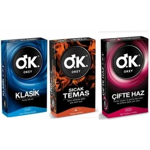 Prezervatif Klasik 10 Lu + Sıcak Temas 10 Lu + Çifte Haz 10 Lu