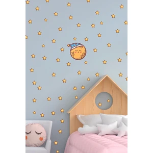 Echo Home Uyuyan Sevimli Ay ve Yıldızlar Çocuk Odası Duvar Sticker Seti