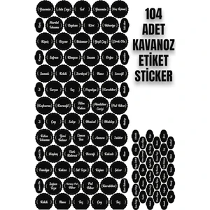 Echo Home 104 Adet Siyah Baharat Bakliyat Kavanoz Sticker Etiket