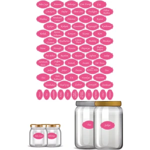 Echo Home Pembe  Baharat Kavanoz Etiketi Sticker 70 Adet