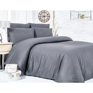 Komfort Home Çizgili Pamuk Saten Yastık Kılıfı (2 Adet) (Antrasit)