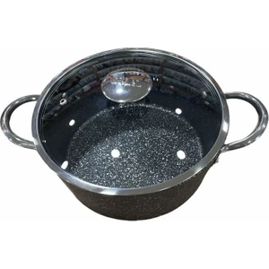 Oms Indüksiyon Uyumlu Granit 26 cm Derin Tencere Siyah 3116