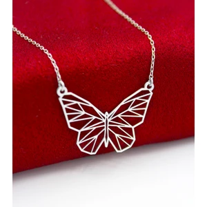 Silver & Silver 925 Ayar Gümüş Origami Sevimli Kelebek Kolye