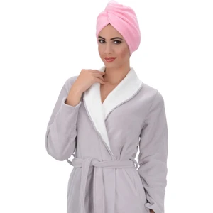 Havlu Saç Kurulama Bonesi - Düğmeli - Mikrofiber - Pembe