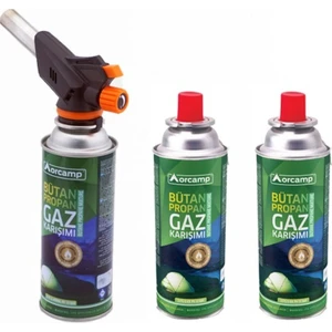 Orgaz Kamp Kartuş Tüp 227 gr Çakmaklı Pürmüz Set 3'lü Orcamp