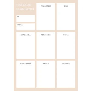 Chi-Chi Papers Haftalık Masaüstü Planlayıcı - Krem