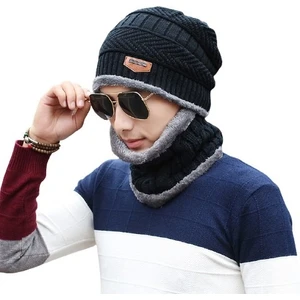 Ur Store Erkek Sonbahar ve Kış Mevsimi Yün Bere Boyunluk - Siyah (Yurt Dışından)