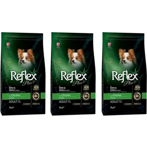 Plus Küçük Mini Irk Tavuklu Yetişkin Köpek Maması 3 kg 3'lü Set