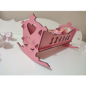Belinay Çocuk Dünyası Çocuk Bebek Ahşap Oyuncak Sallanan Beşik (31*16*10CM)