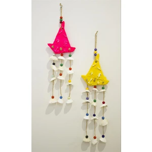 Antioch Artdesign Deniz Kabuklu Renkli Ikili Yelkenli Gemi Duvar Bahçe Balkon Süsü