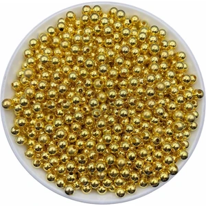 Hedef Bijuteri 6 mm Gold Renk Ccb Metalize Metal Görünümlü Plastik Boncuk,takı Boncuğu 25 gr 210 Adet